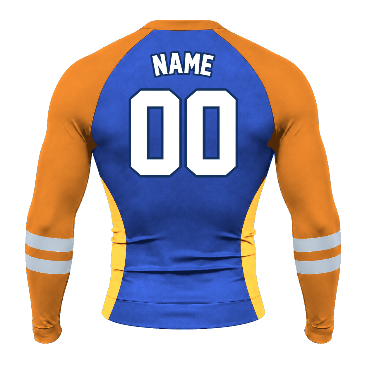 Side Panel Double Stripe Royal Blue Customizable Long Sleeve Compression Shirt