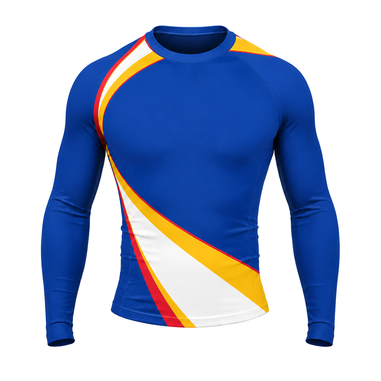Diagonal Sash Royal Blue Primary White Accent Customizable Long Sleeve Compression Shirt