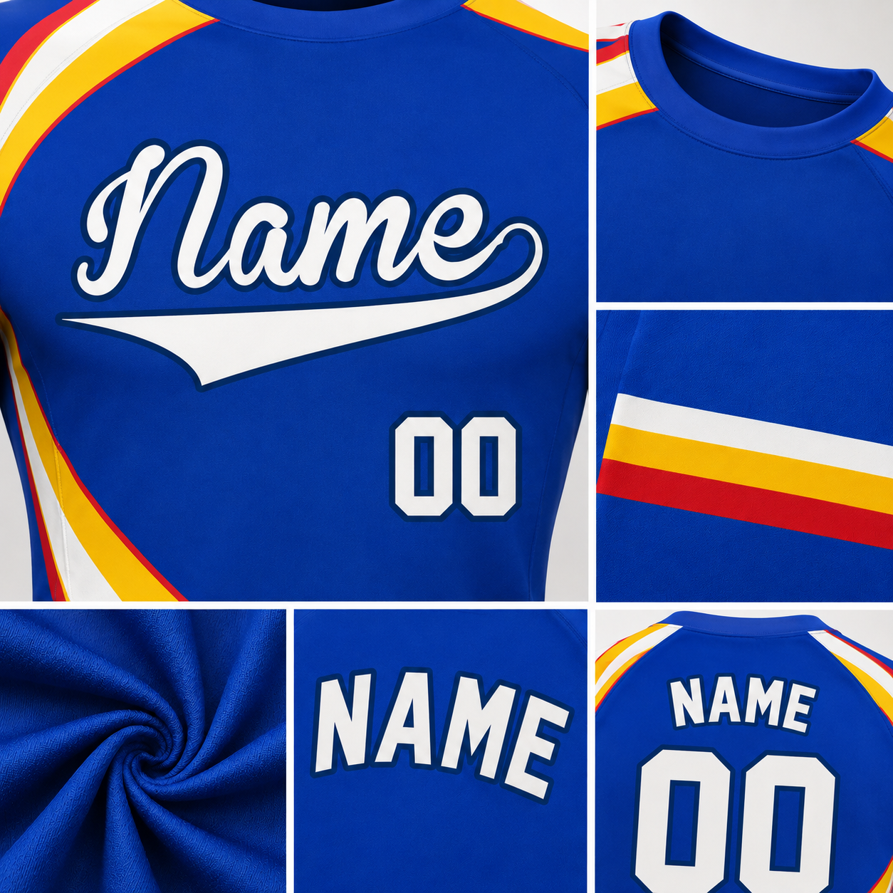 Diagonal Sash Royal Blue Primary White Accent Customizable Long Sleeve Compression Shirt