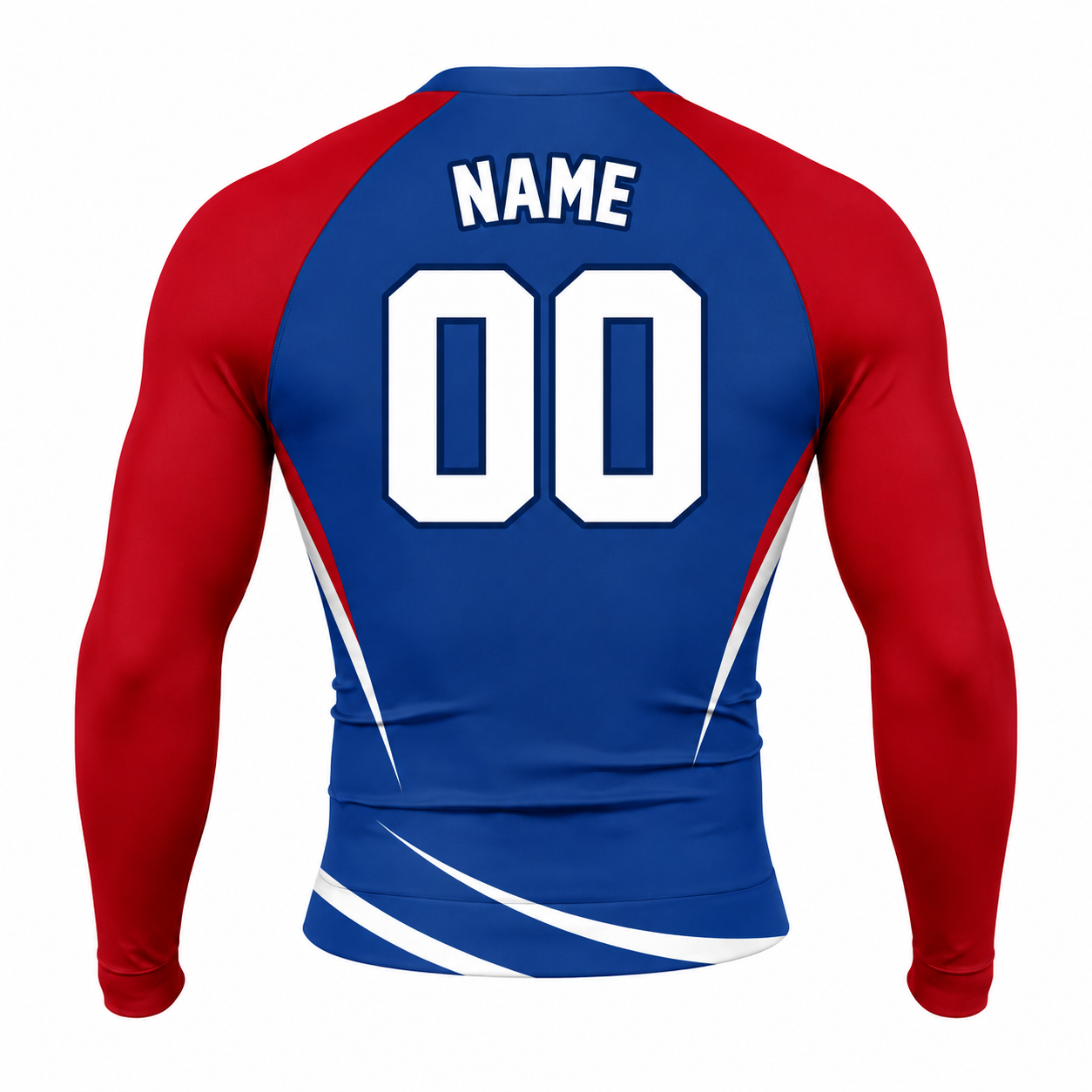 Curved Side Panel Royal Blue Customizable Long Sleeve Compression Shirt