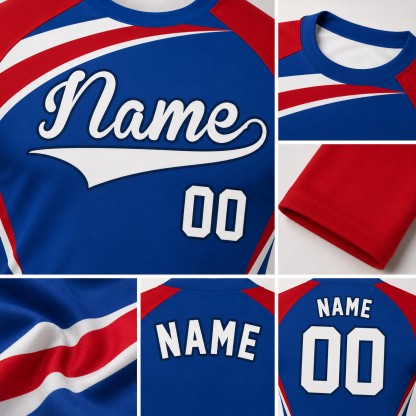 Curved Side Panel Royal Blue Customizable Long Sleeve Compression Shirt