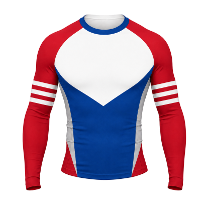 Double Chevron Red Customizable Long Sleeve Compression Shirt