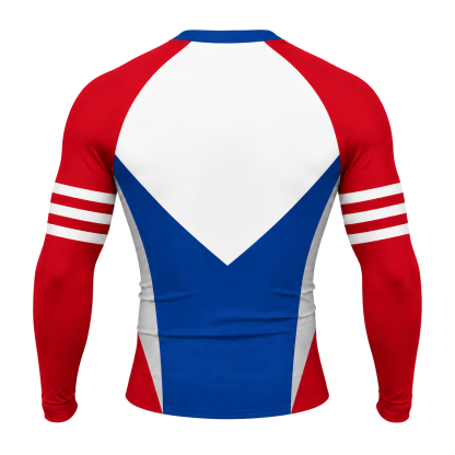 Double Chevron Red Customizable Long Sleeve Compression Shirt