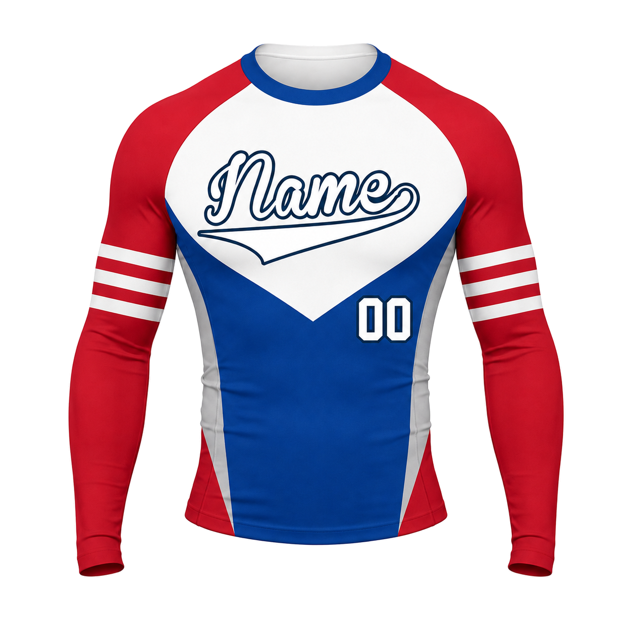 Double Chevron Red Customizable Long Sleeve Compression Shirt