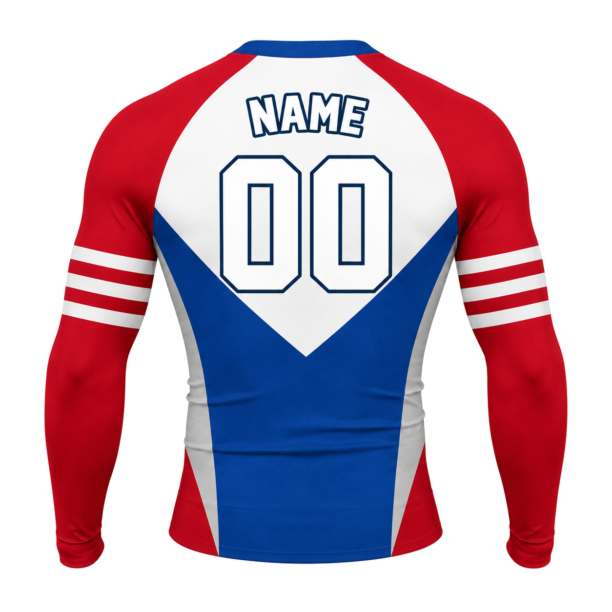 Double Chevron Red Customizable Long Sleeve Compression Shirt