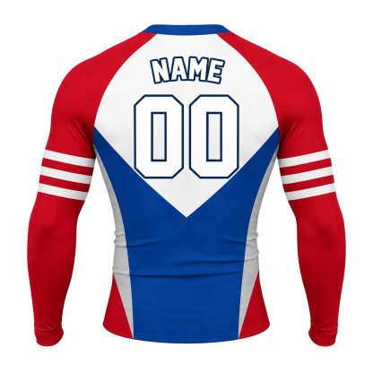 Double Chevron Red Customizable Long Sleeve Compression Shirt