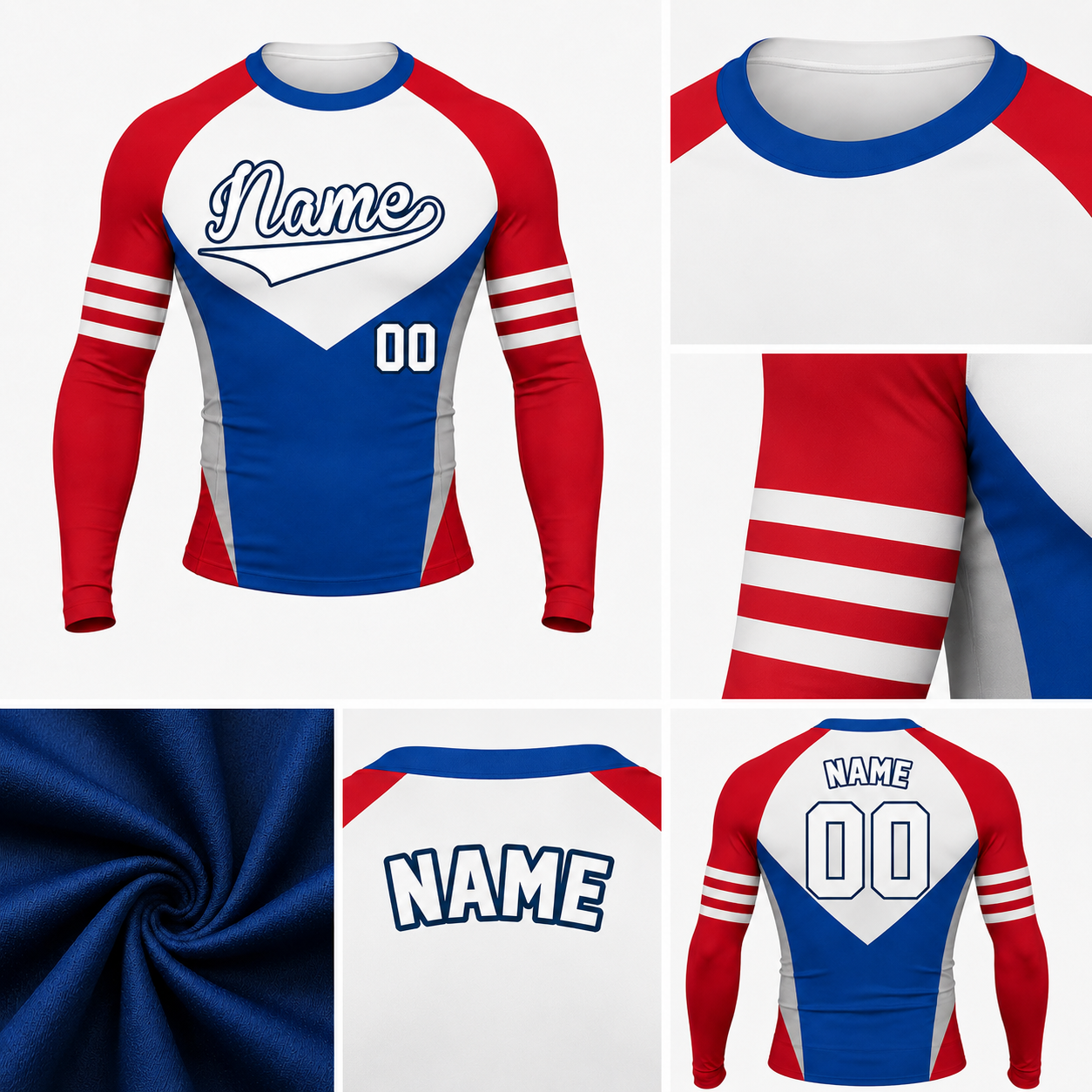 Double Chevron Red Customizable Long Sleeve Compression Shirt