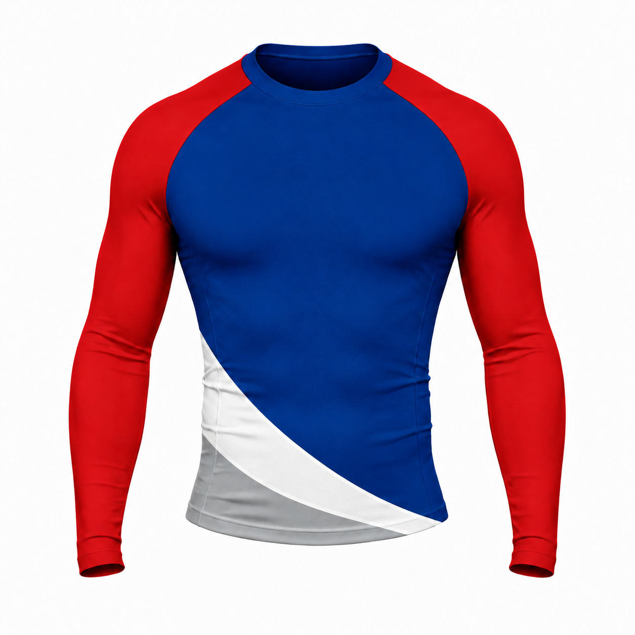 Sweeping Hem Royal Blue Customizable Long Sleeve Compression Shirt