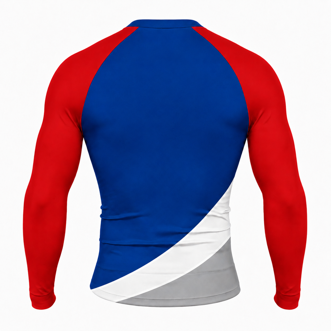 Sweeping Hem Royal Blue Customizable Long Sleeve Compression Shirt