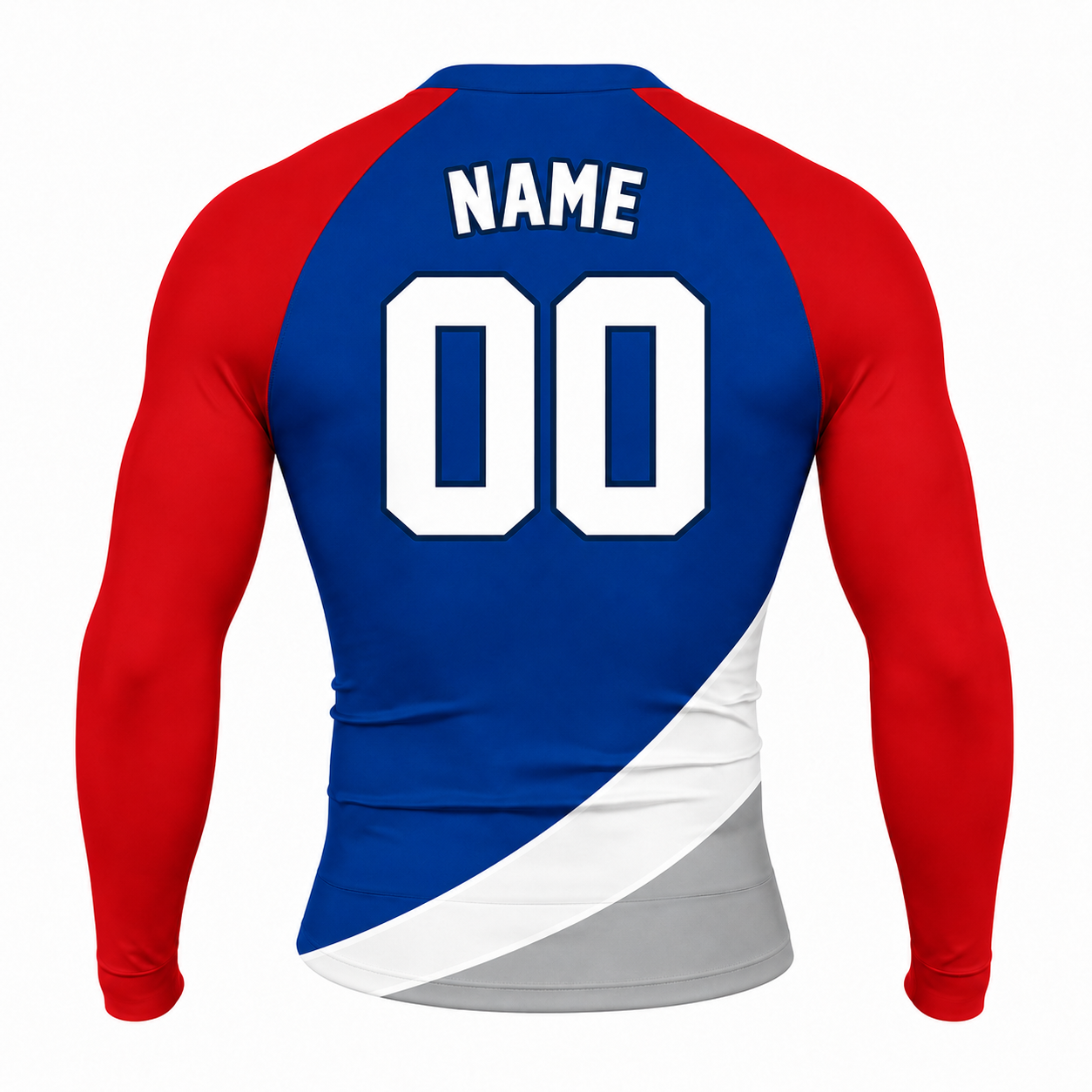 Sweeping Hem Royal Blue Customizable Long Sleeve Compression Shirt