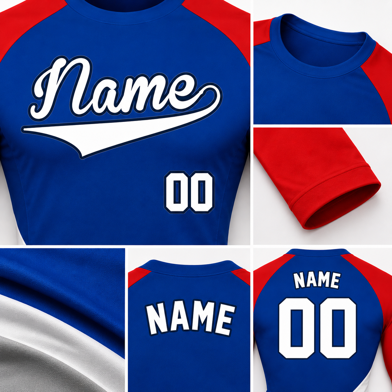 Sweeping Hem Royal Blue Customizable Long Sleeve Compression Shirt