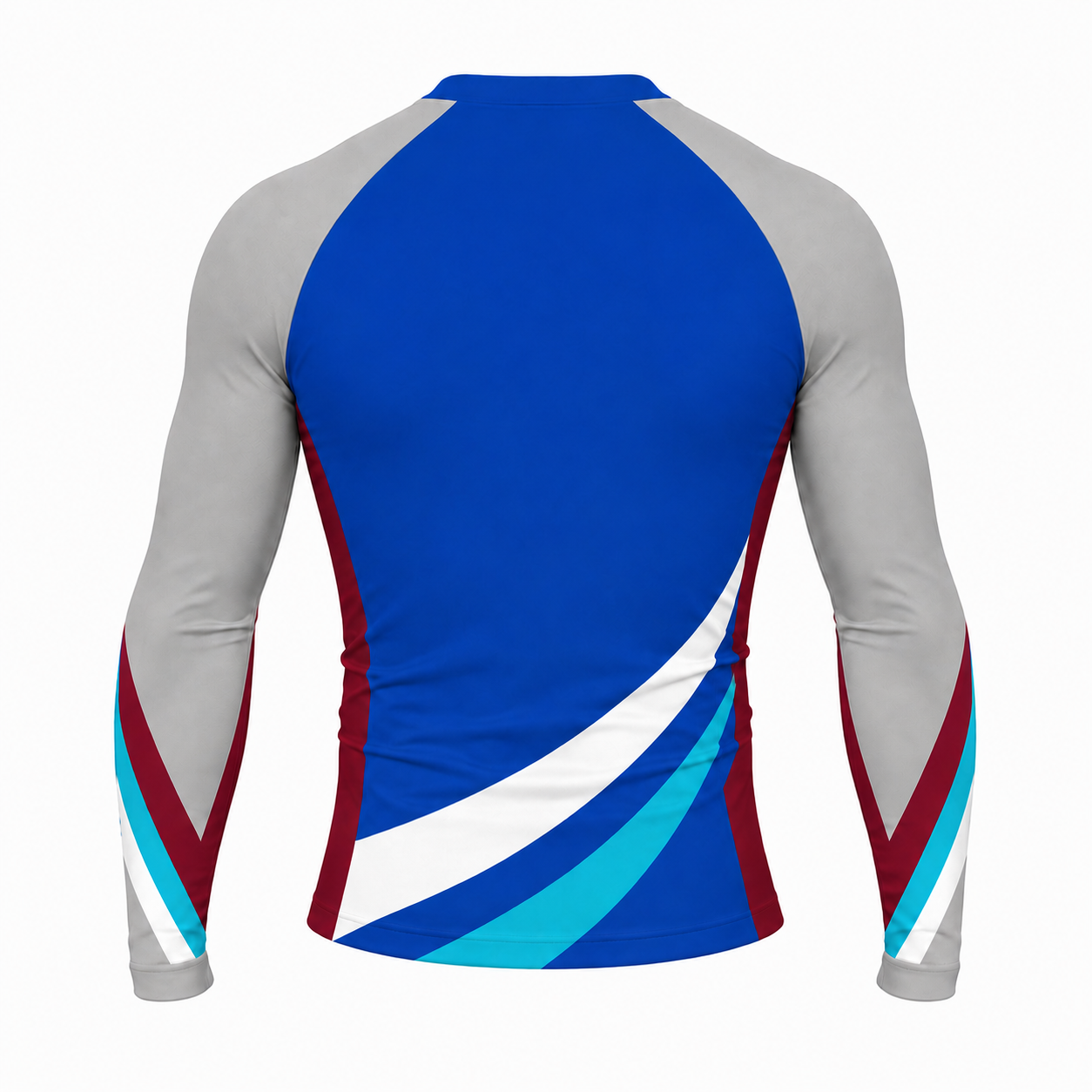 Sweeping Waist Bands Royal Blue Customizable Long Sleeve Compression Shirt