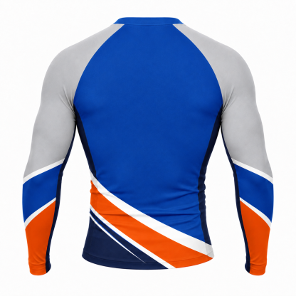 Diagonal Waist Stripe Royal Blue Customizable Long Sleeve Compression Shirt