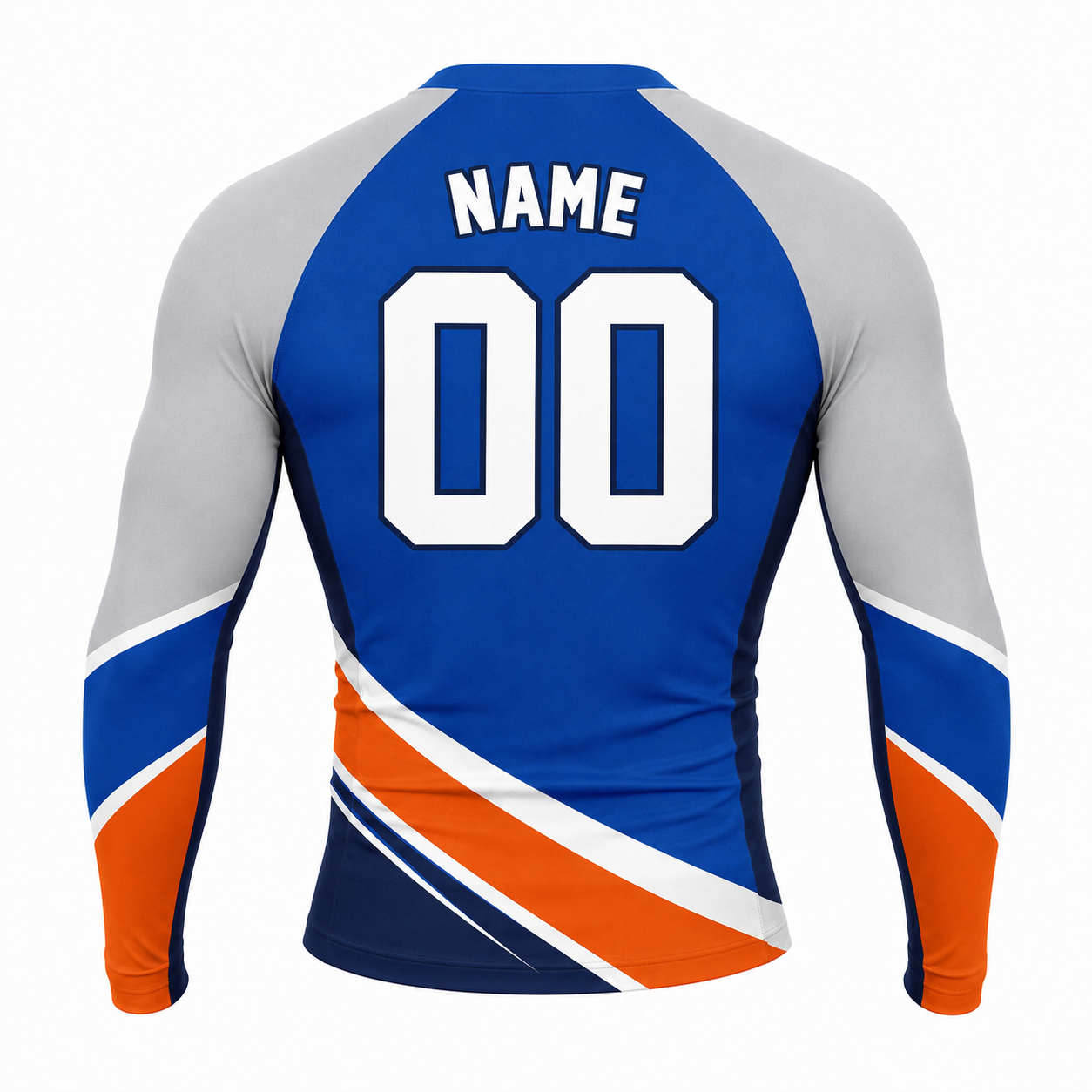 Diagonal Waist Stripe Royal Blue Customizable Long Sleeve Compression Shirt