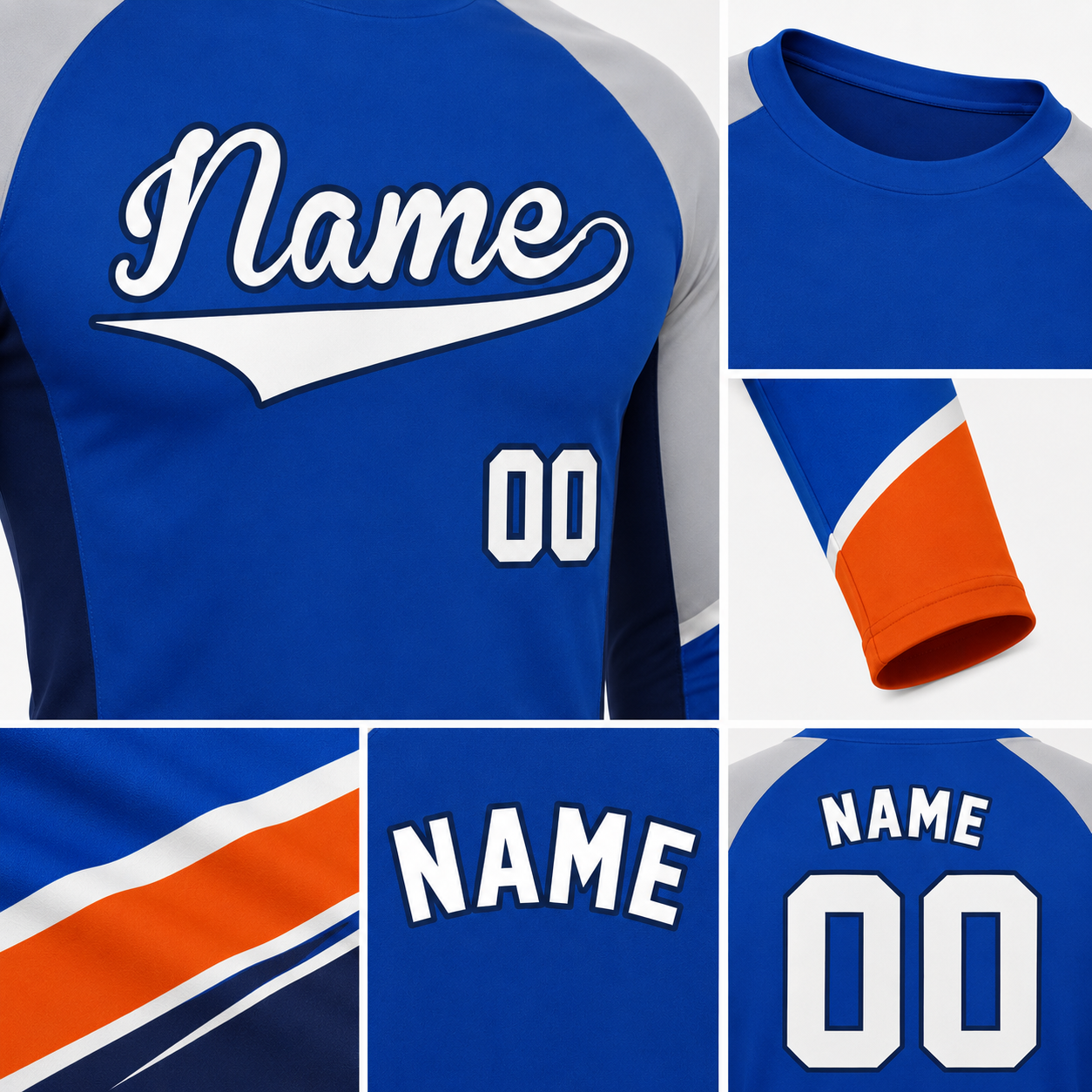 Diagonal Waist Stripe Royal Blue Customizable Long Sleeve Compression Shirt