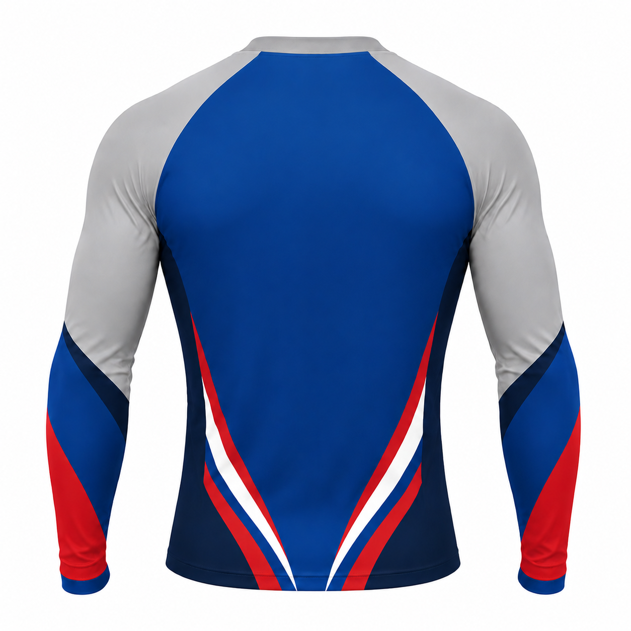 Tapered Side Stripes Royal Blue Customizable Long Sleeve Compression Shirt