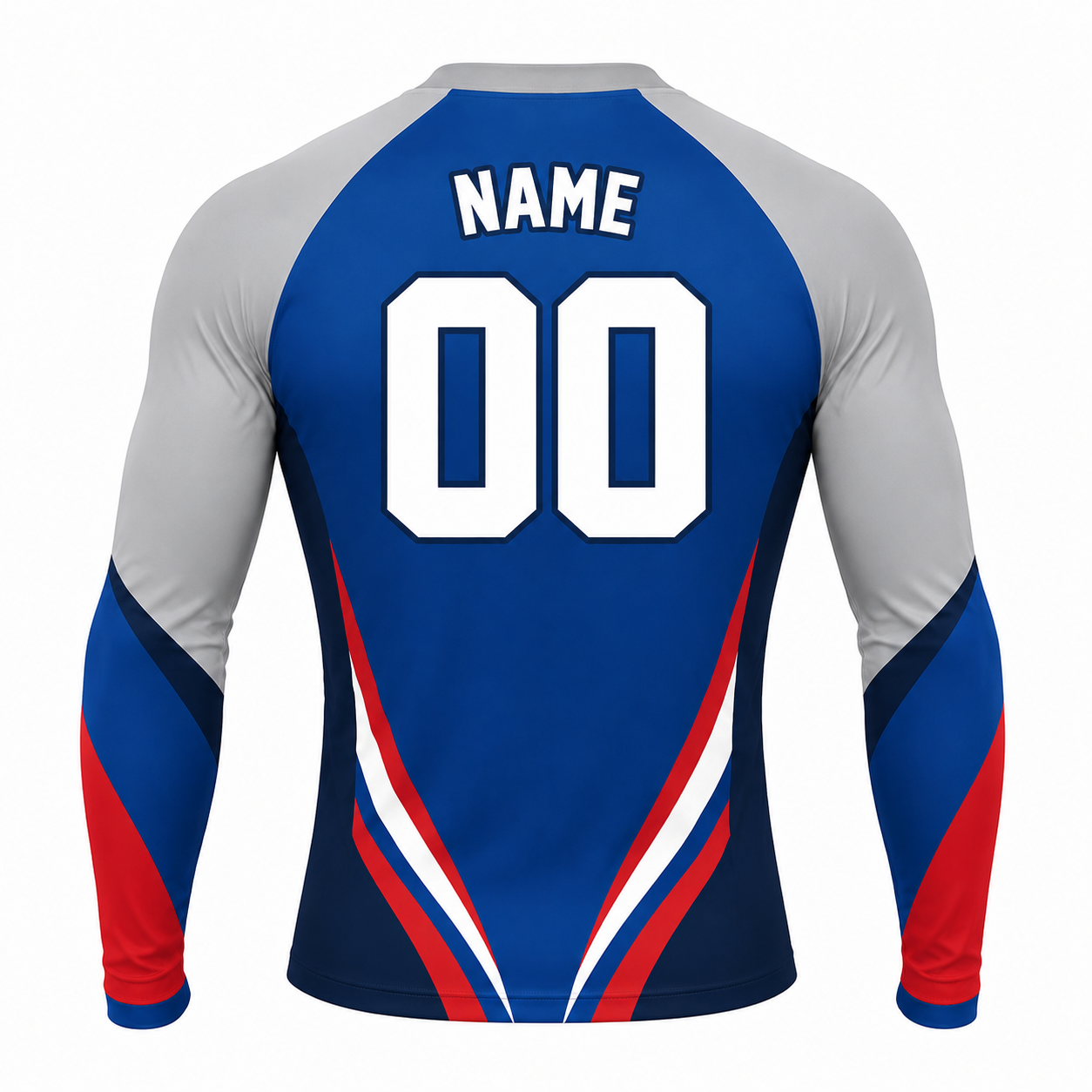 Tapered Side Stripes Royal Blue Customizable Long Sleeve Compression Shirt