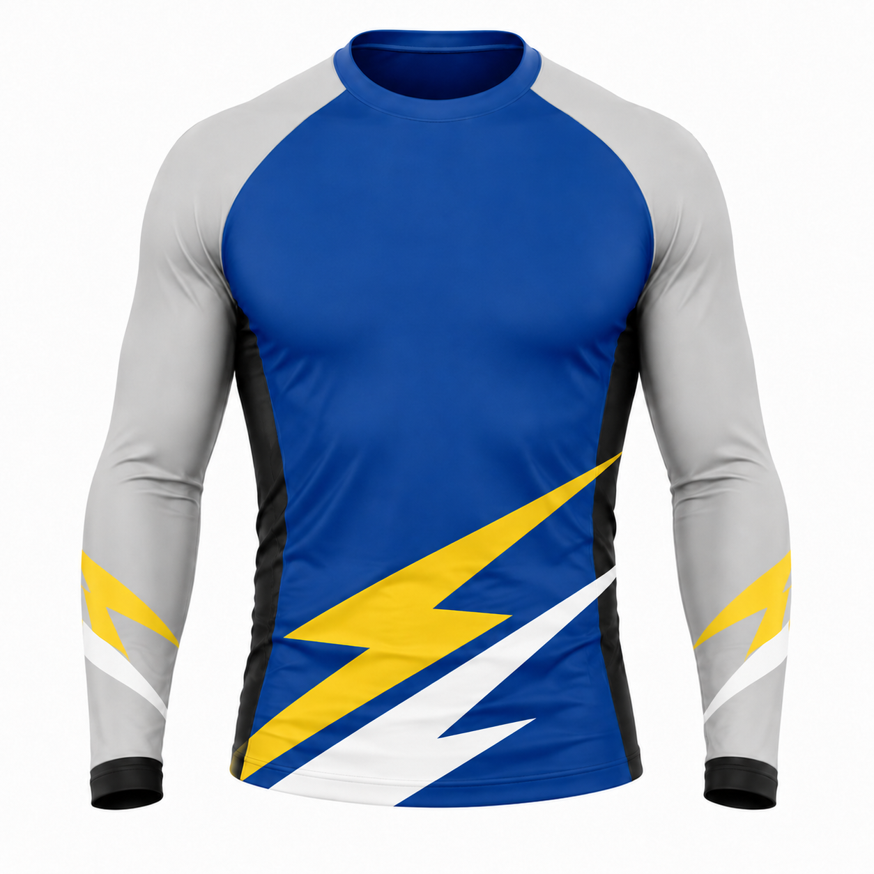 Lightning Sash Royal Blue Customizable Long Sleeve Compression Shirt