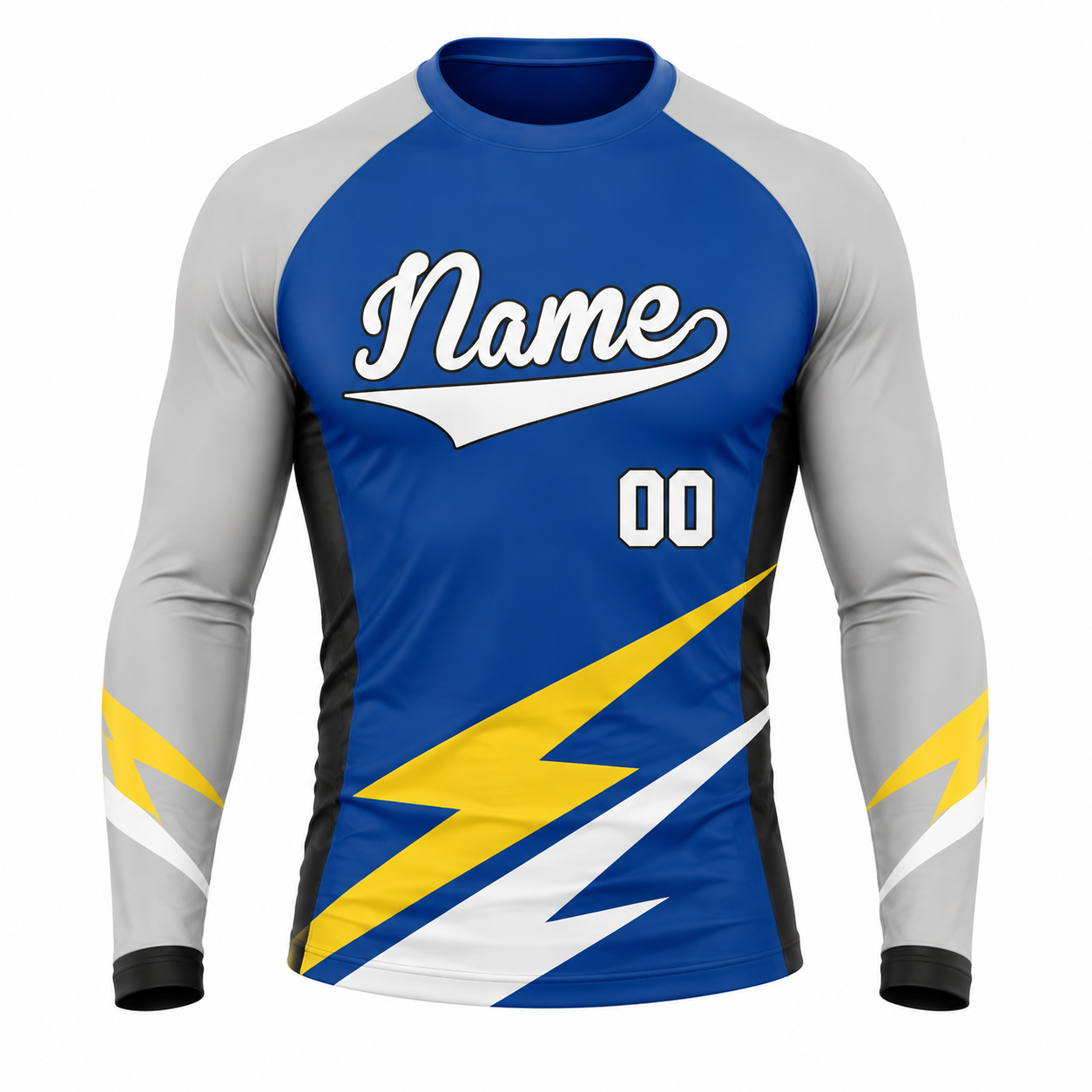 Lightning Sash Royal Blue Customizable Long Sleeve Compression Shirt