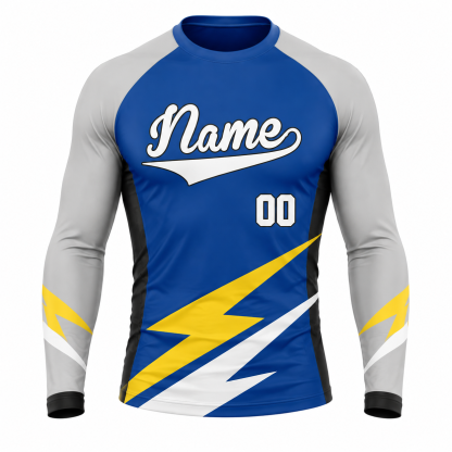 Lightning Sash Royal Blue Customizable Long Sleeve Compression Shirt
