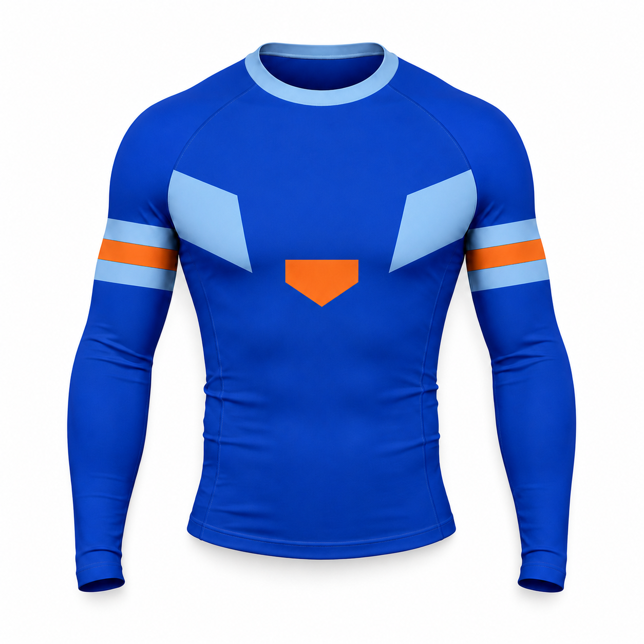 Sky Baseline Wing Crest Alternate Royal Blue Customizable Long Sleeve Compression Shirt front customization preview