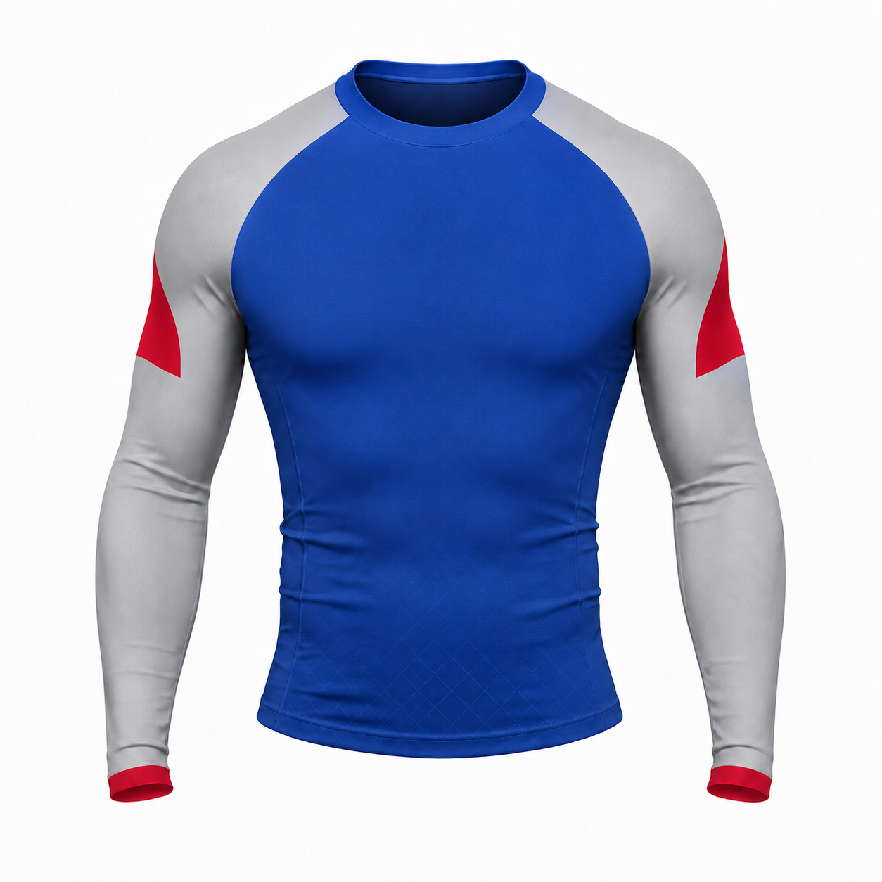 Royal Silver Red Diamond Customizable Long Sleeve Compression Shirt front customization preview