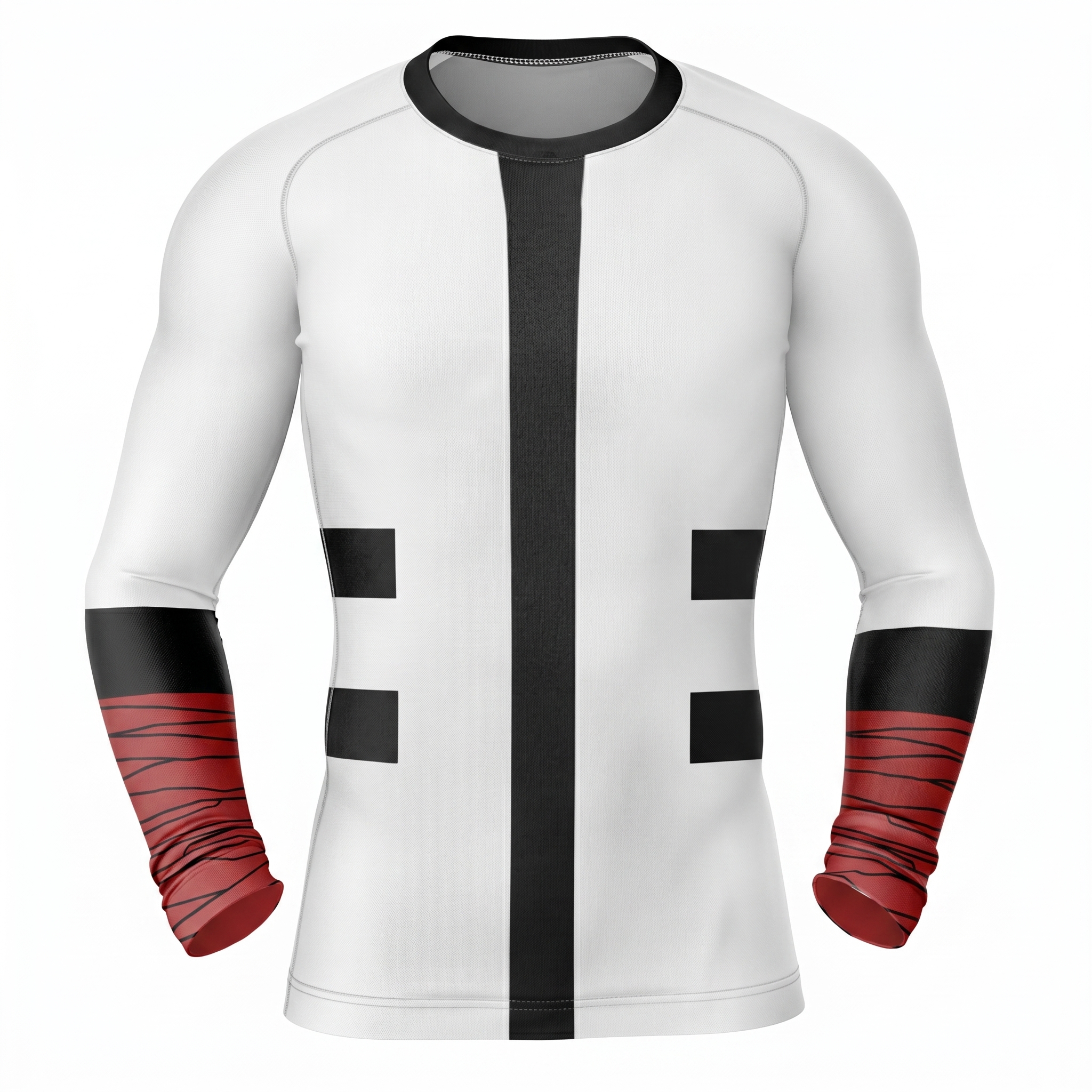 Rurouni Kenshin Sanosuke Sagara Red White Long Sleeve Compression Shirt