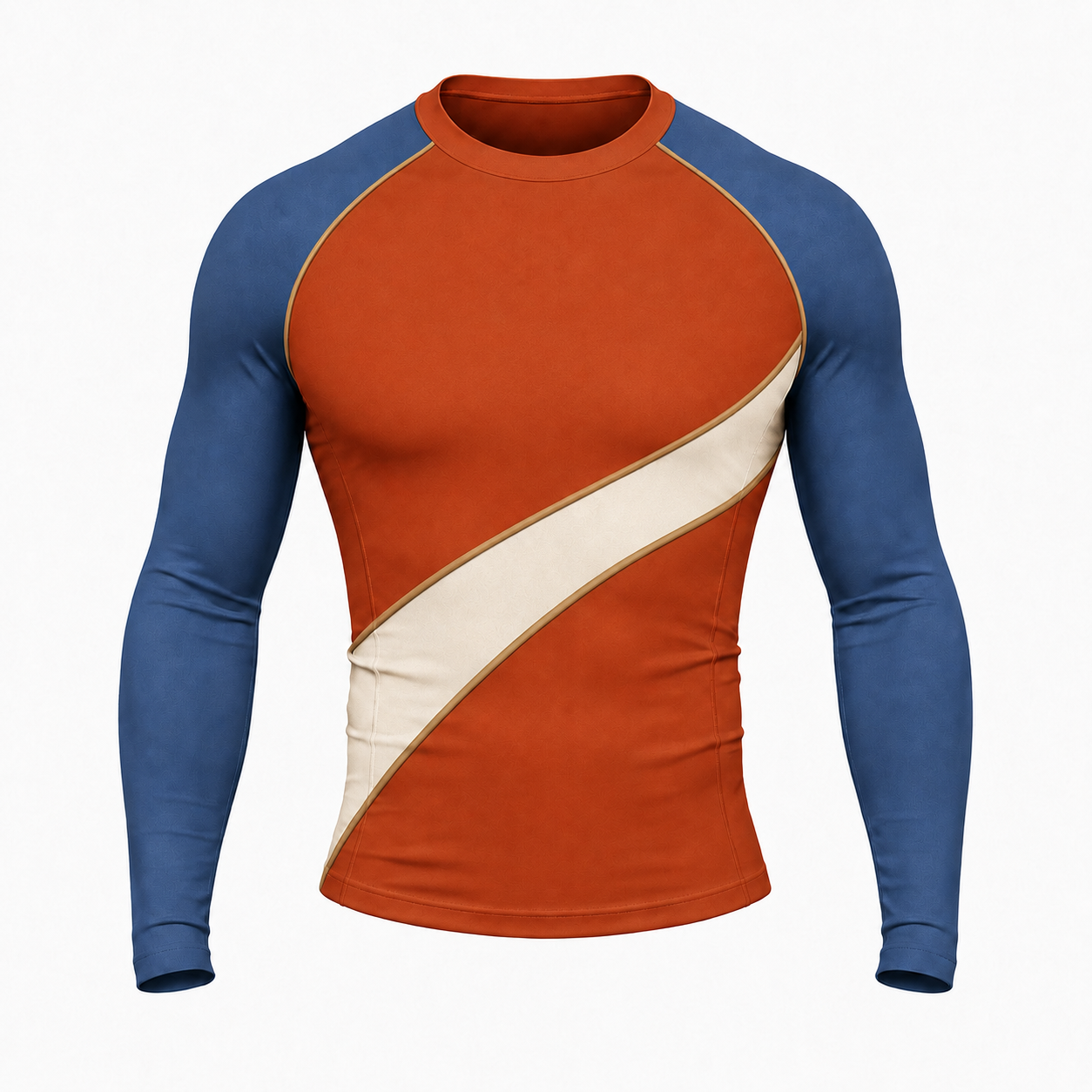 Rust Denim Bone Pennant Flow Customizable Long Sleeve Compression Shirt front customization preview