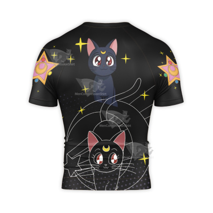 Sailor Moon Luna Cat Black Short Sleeve Compression Shirt