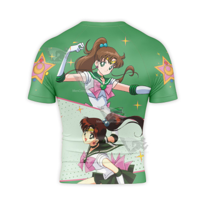 Sailor Moon Sailor Jupiter Makoto Kino Green Short Sleeve Compression Shirt