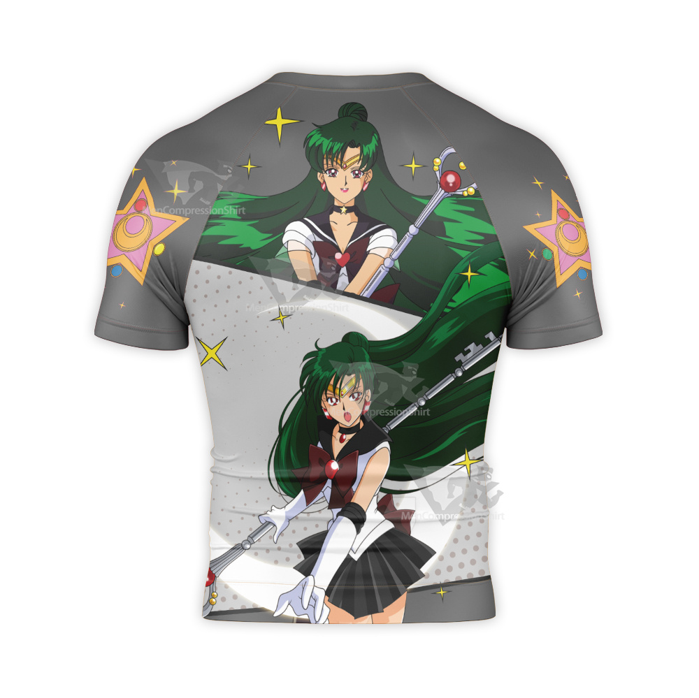 Sailor Moon Sailor Pluto Setsuna Meioh Grey Short Sleeve Compression Shirt