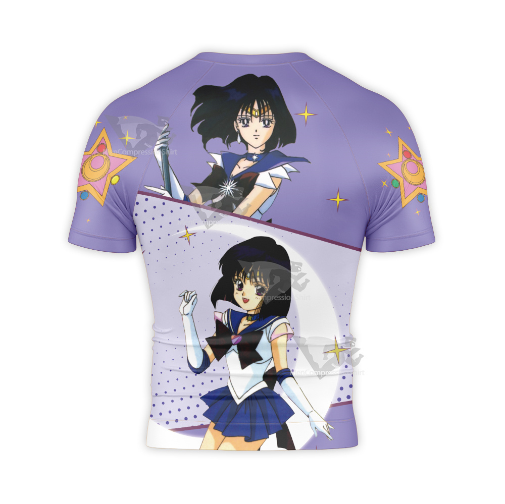 Sailor Moon Sailor Saturn Hotaru Tomoe Purple Short Sleeve Compression Shirt