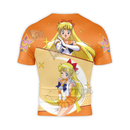 Sailor Moon Sailor Venus Minako Aino Orange Short Sleeve Compression Shirt