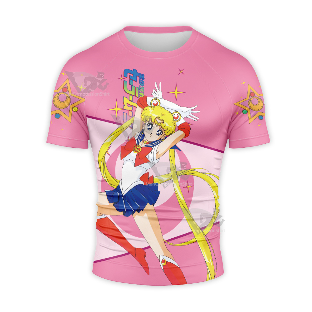 Sailor Moon Usagi Tsukino Sailor Moon Pink Short Sleeve Compression Shirt