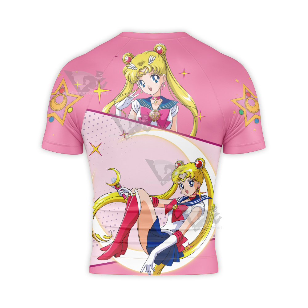 Sailor Moon Usagi Tsukino Sailor Moon Pink Short Sleeve Compression Shirt