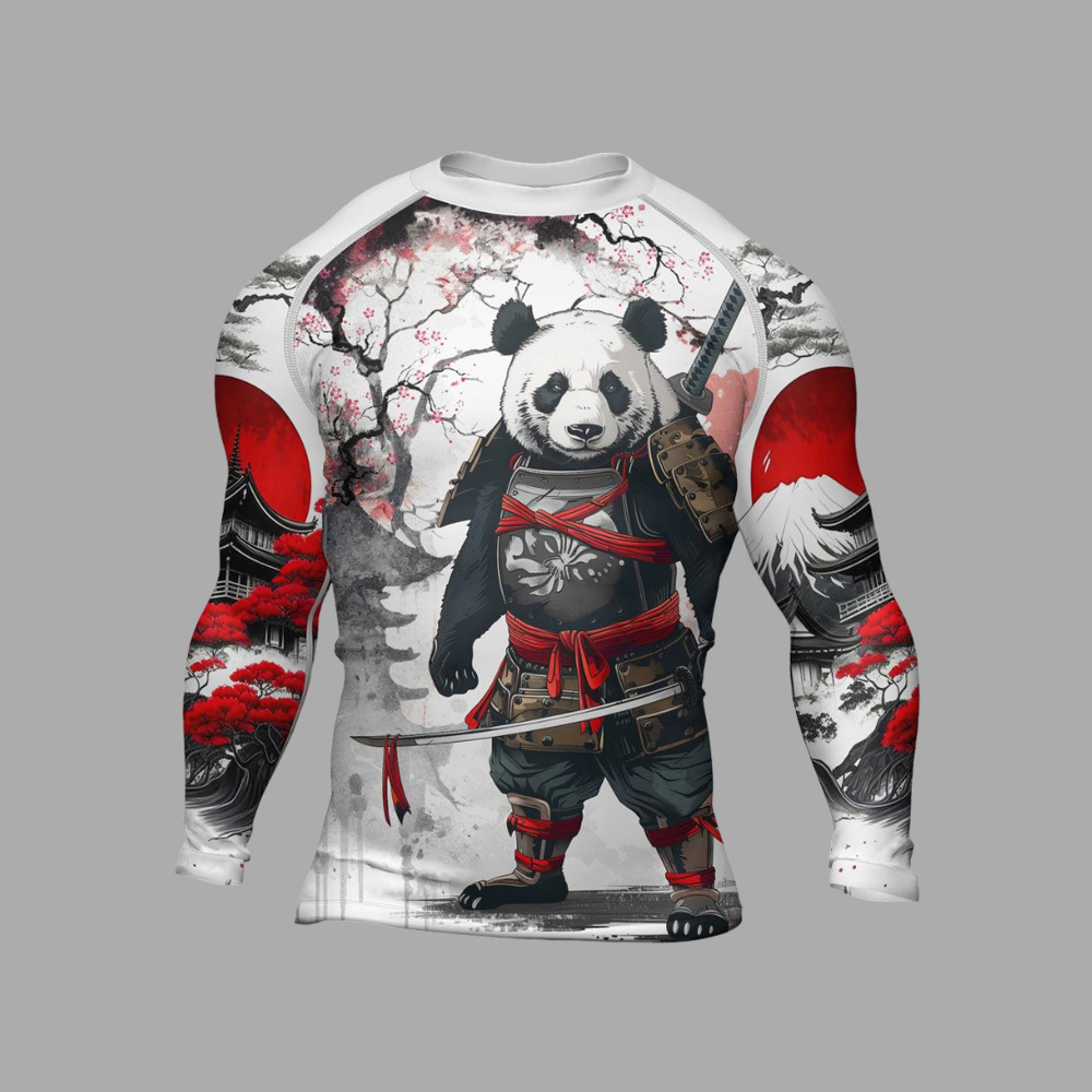 Samurai Panda Warrior Mens Long Sleeve Compression Shirt