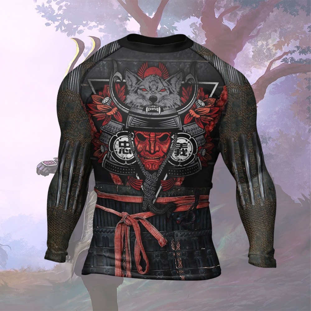 Samurai Wolf Mens Long Sleeve Compression Shirt