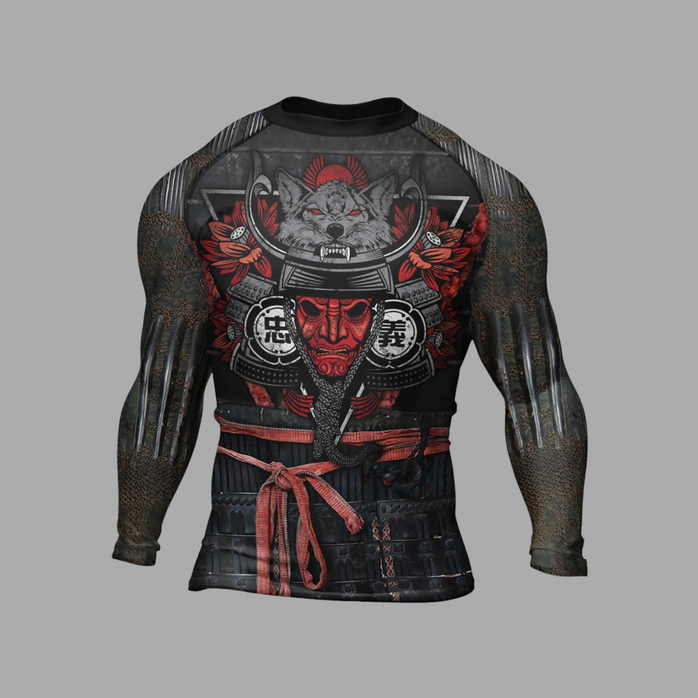 Samurai Wolf Mens Long Sleeve Compression Shirt