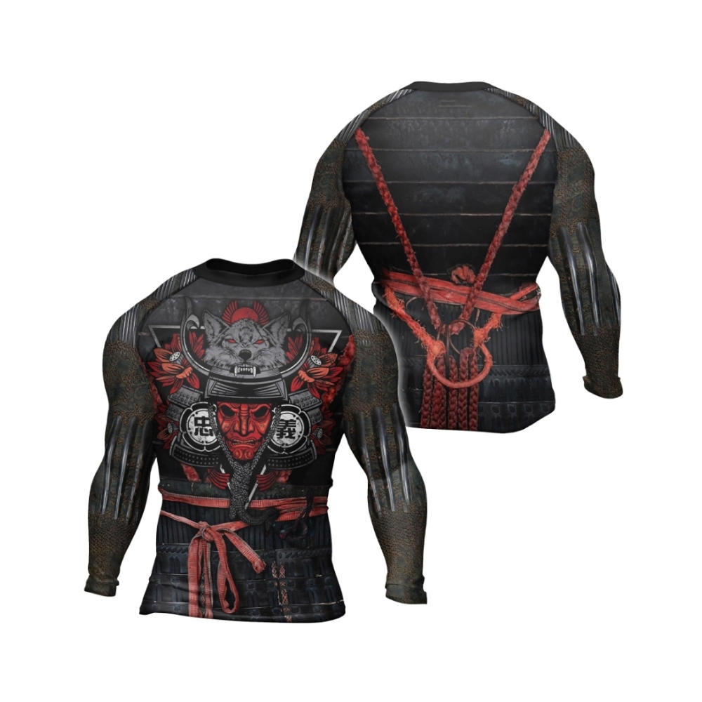 Samurai Wolf Mens Long Sleeve Compression Shirt