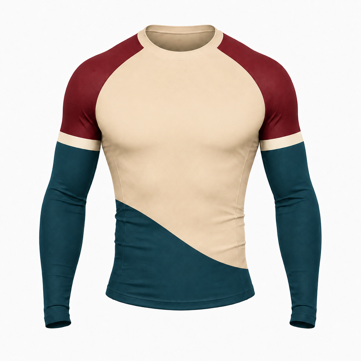 Wave Beige Customizable Long Sleeve Compression Shirt front customization preview