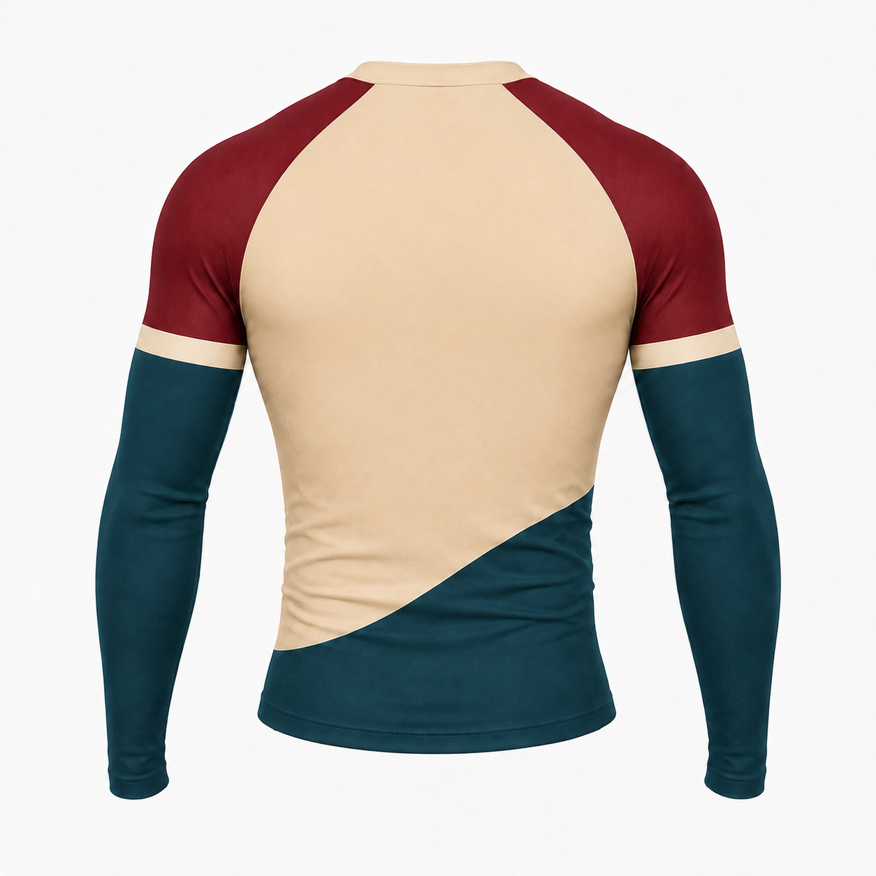 Wave Beige Customizable Long Sleeve Compression Shirt back customization preview