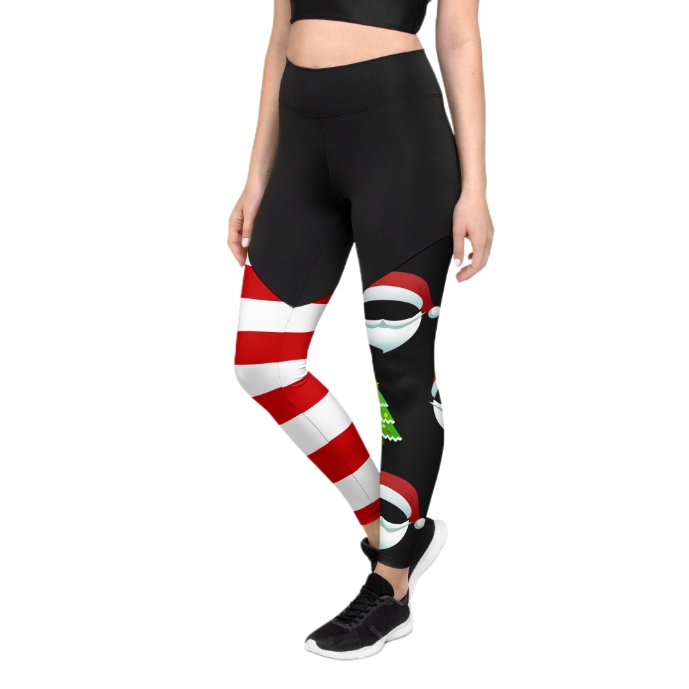 Santa Claus Stripes Women Compression Legging