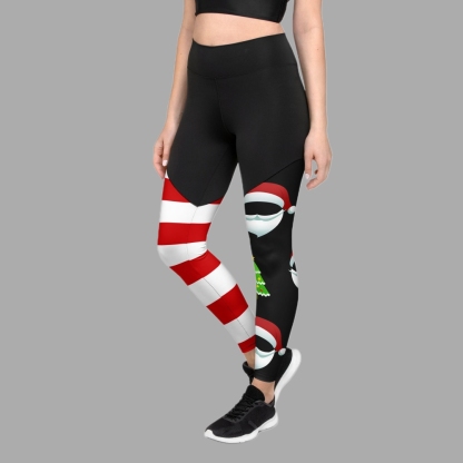 Santa Claus Stripes Women Compression Legging