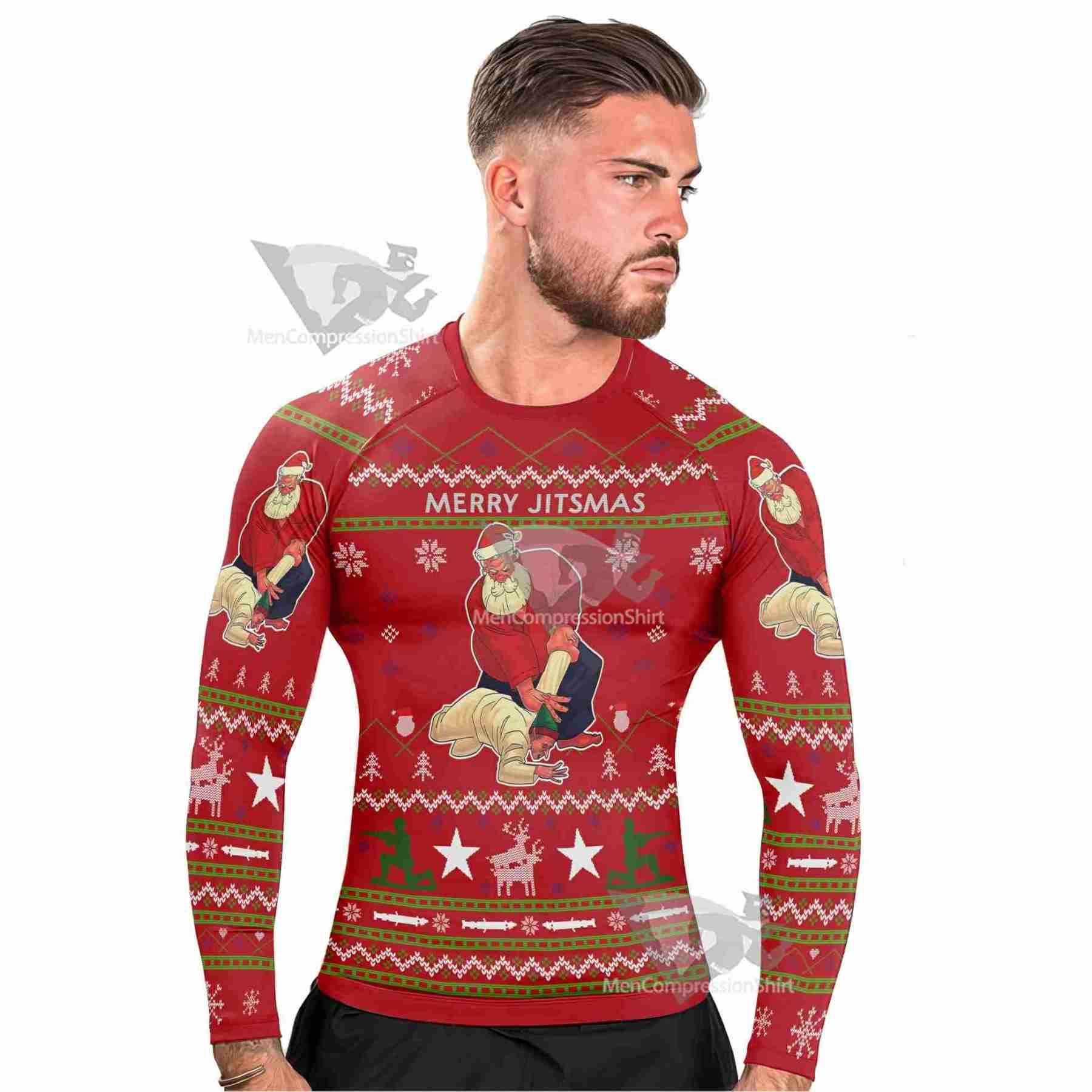 Santa Merry Jitsmas Long Sleeve Rash Guard
