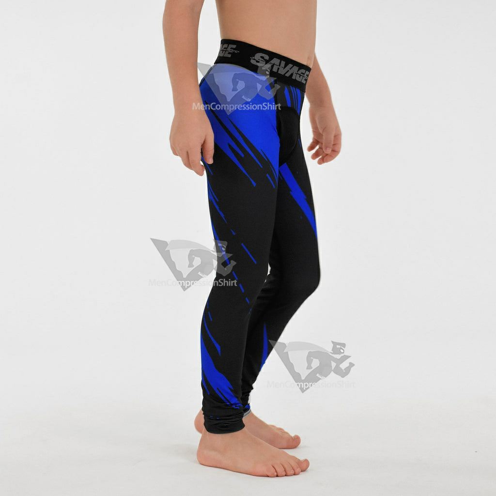 Savage Blue Kids Compression Tights Leggings