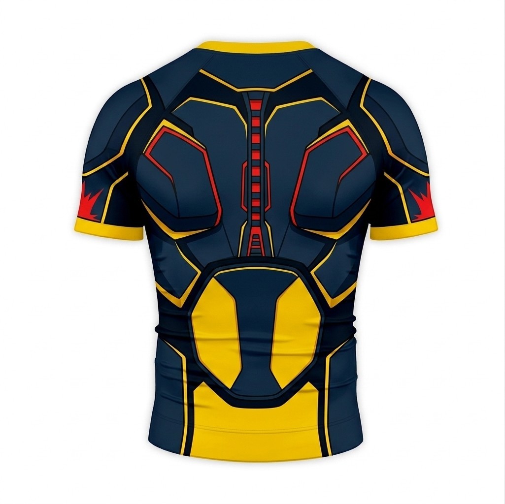 Scott Summers x men Cyclops Superhero Neon Synthwave Angular Vector Blue And Gold Short Sleeve Compression Shirt