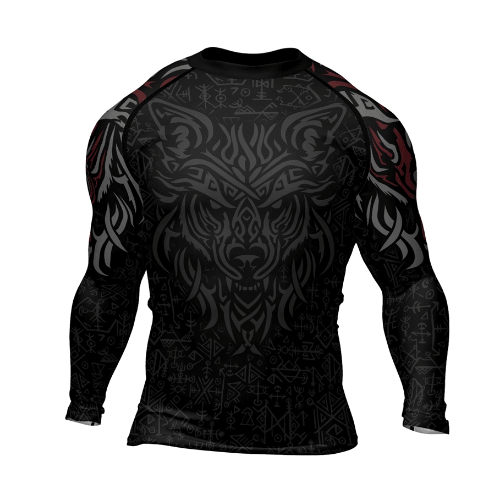 Shadows Fenrir Wolf Mens Long Sleeve Compression Shirt