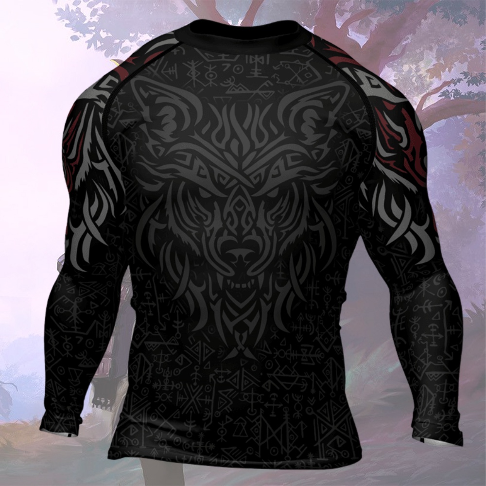 Shadows Fenrir Wolf Mens Long Sleeve Compression Shirt