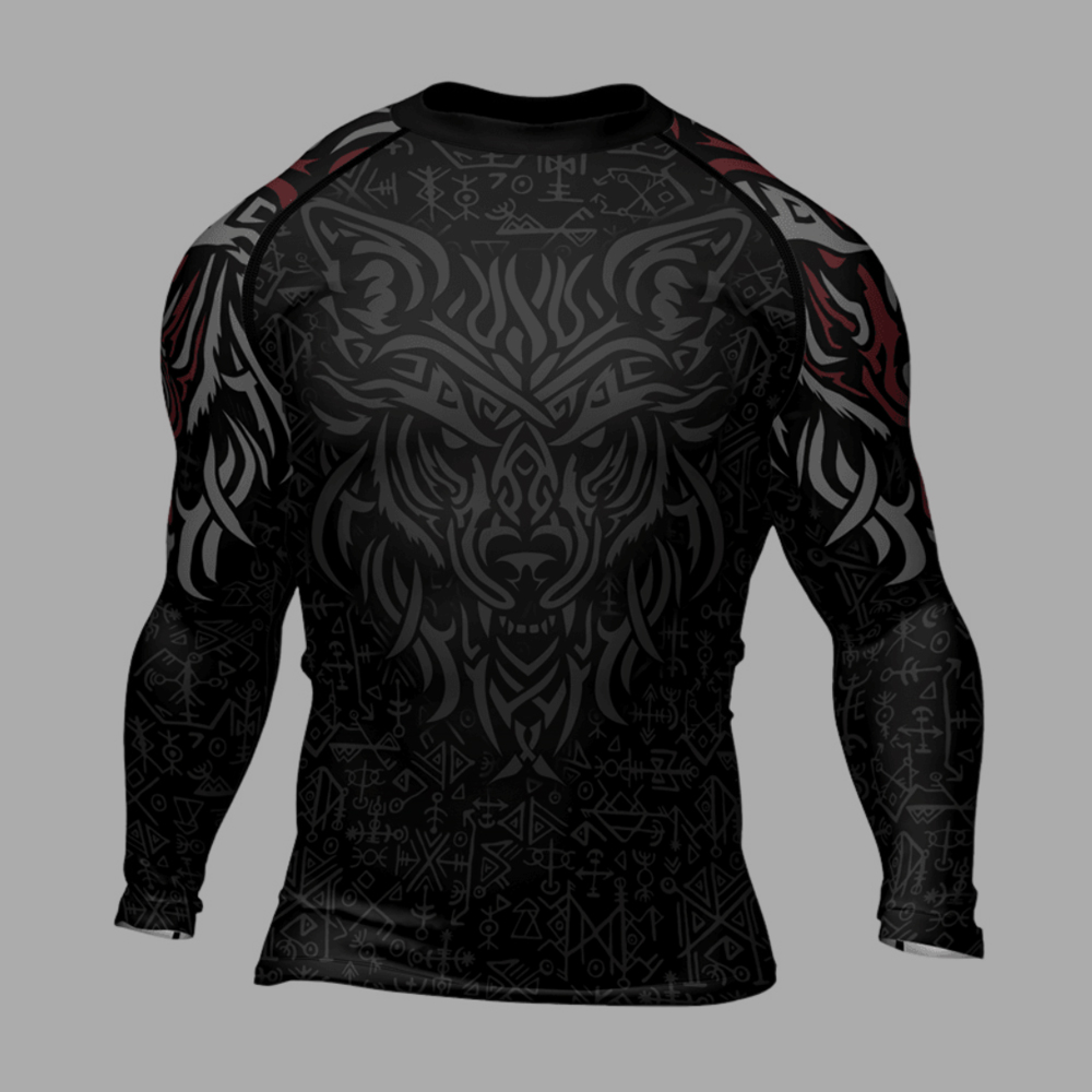 Shadows Fenrir Wolf Mens Long Sleeve Compression Shirt