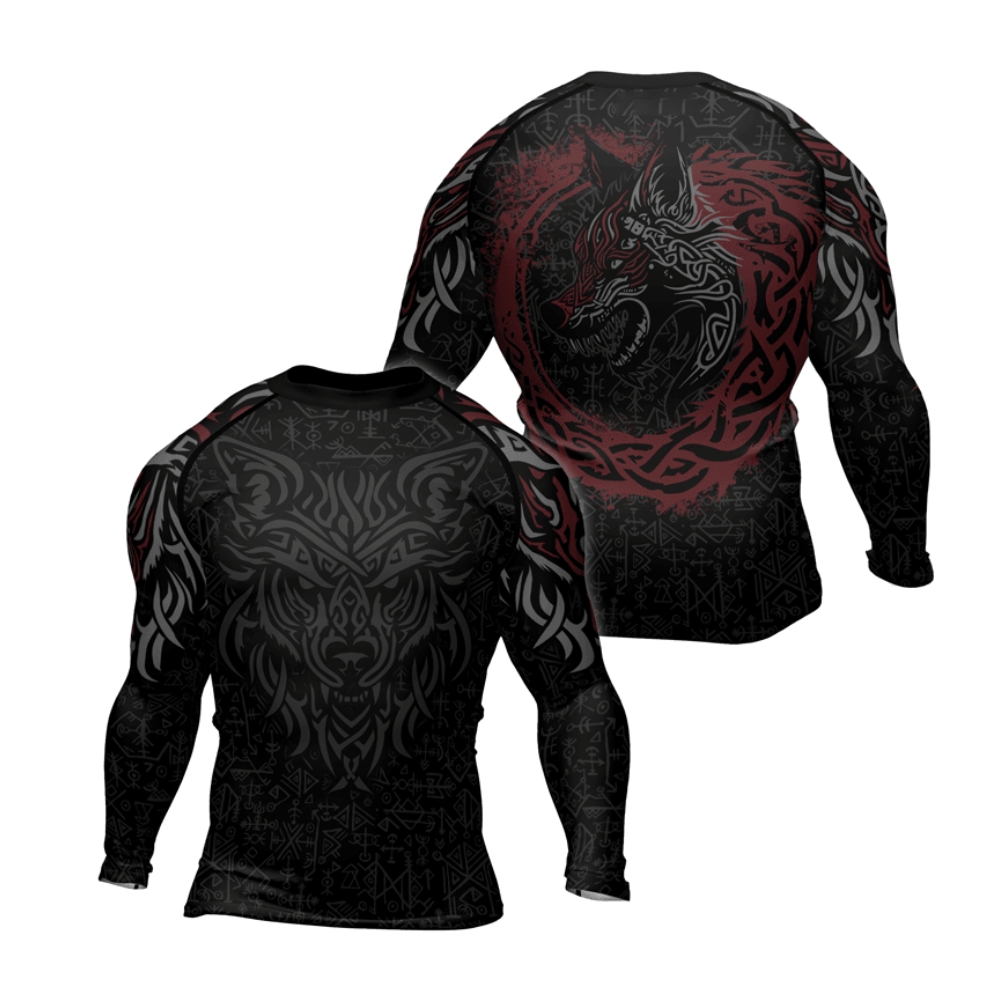 Shadows Fenrir Wolf Mens Long Sleeve Compression Shirt